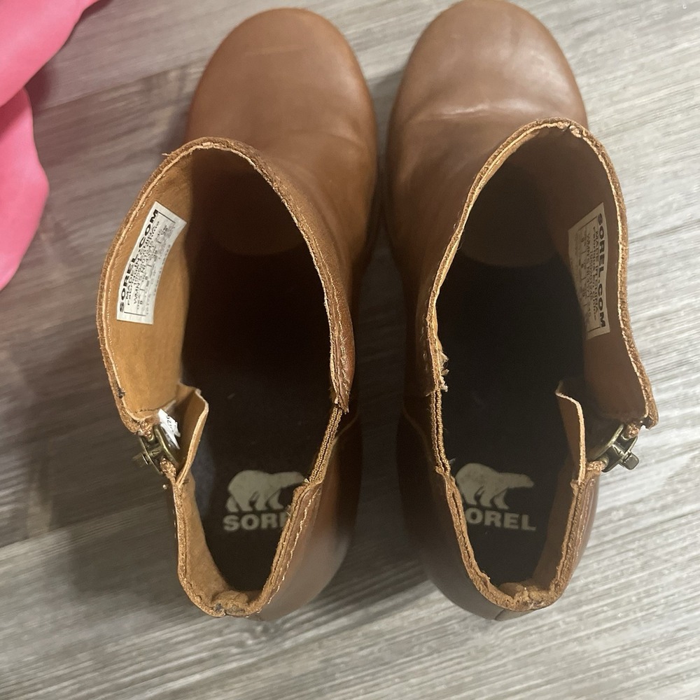 SOREL NL4371-245 Joan of Arctic Wedge III Zip Chelsea Boot Sz 8 Hazelnut Brown - Picture 9 of 12